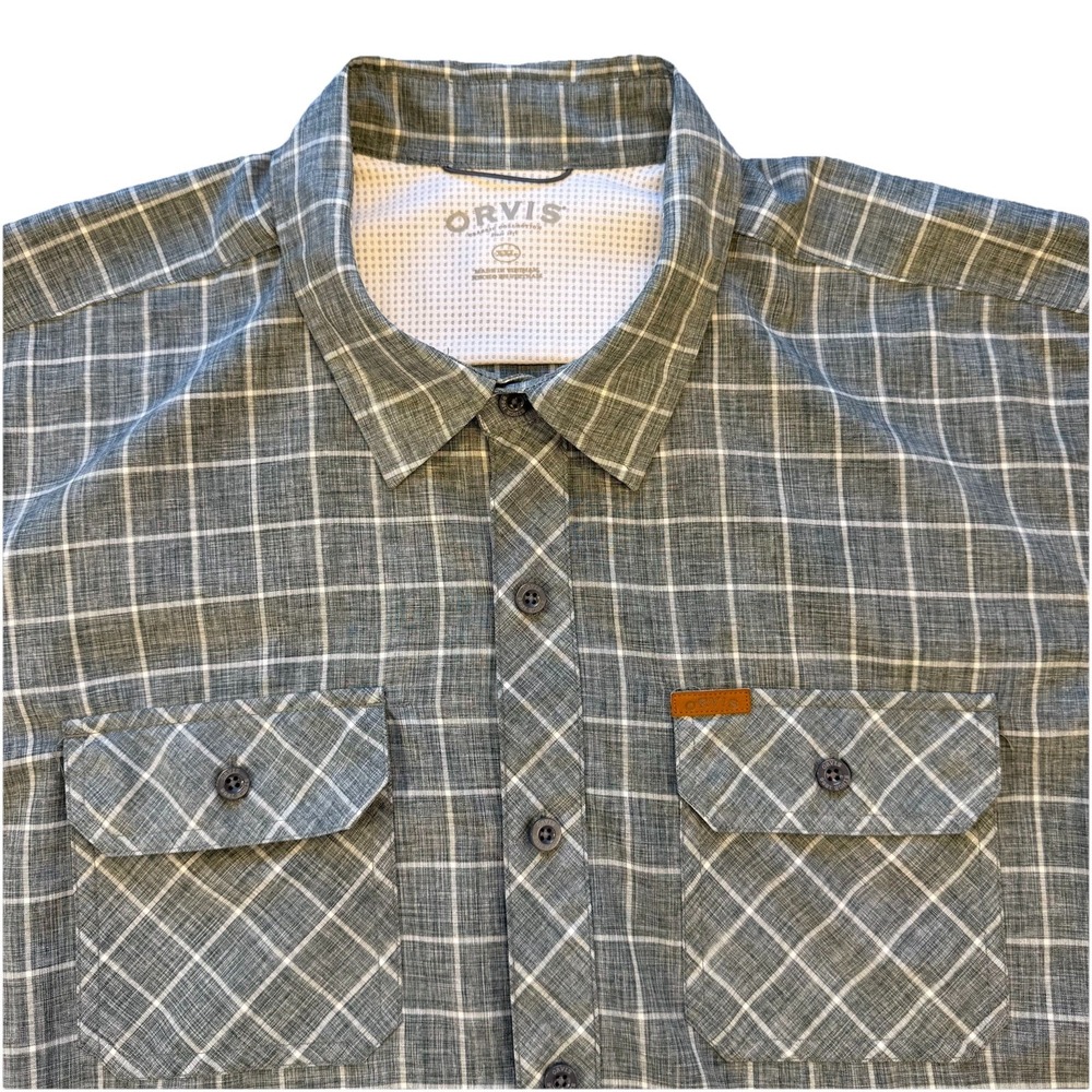 Orvis Classic Collection Men's Size XXL Short Sleeve Shirt Gray Check‎ Fishing